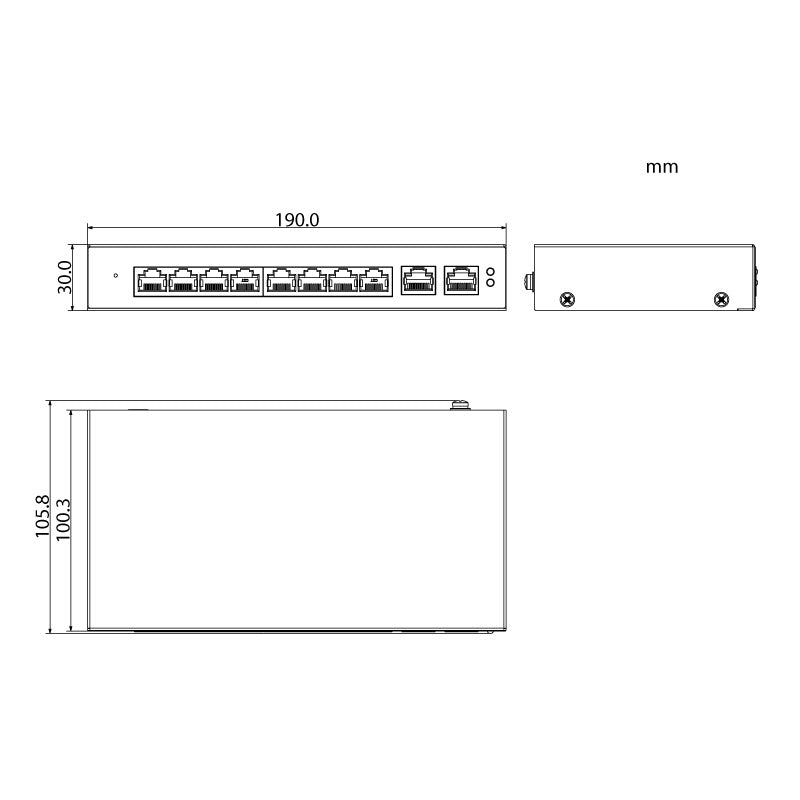 VIP Vision Unmanaged 8-Port (100M) Hi-PoE Switch with 2-Port Uplink (1000M)