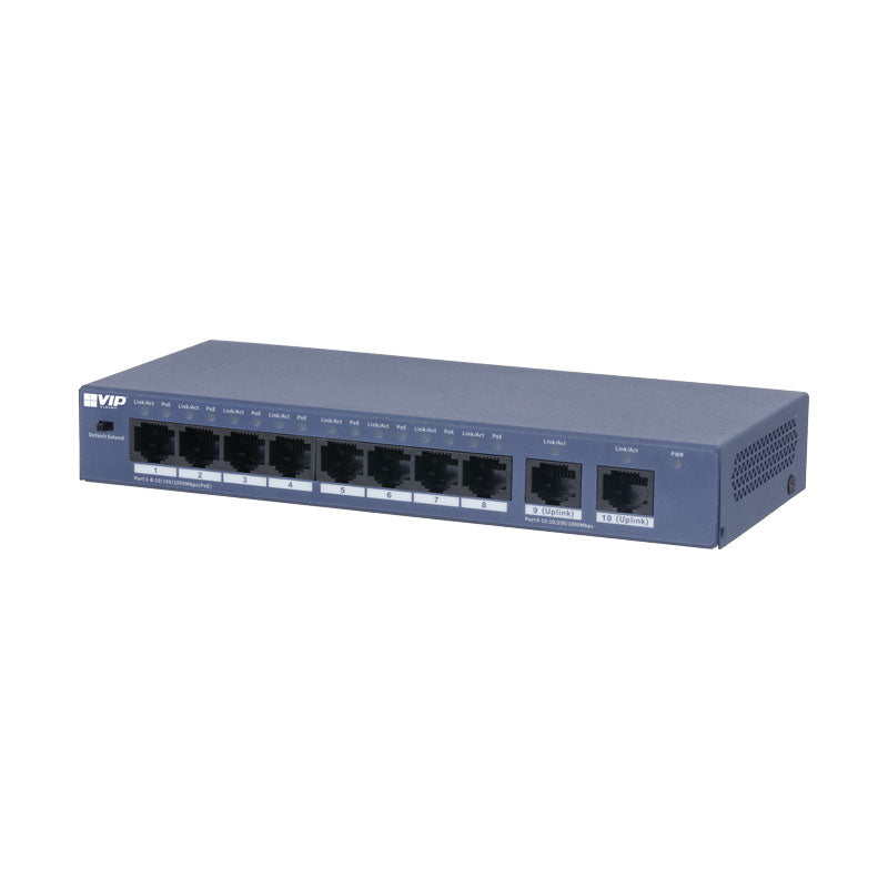 VIP Vision Unmanaged 8-Port (100M) PoE Switch with 2-Port Uplink (1000M)