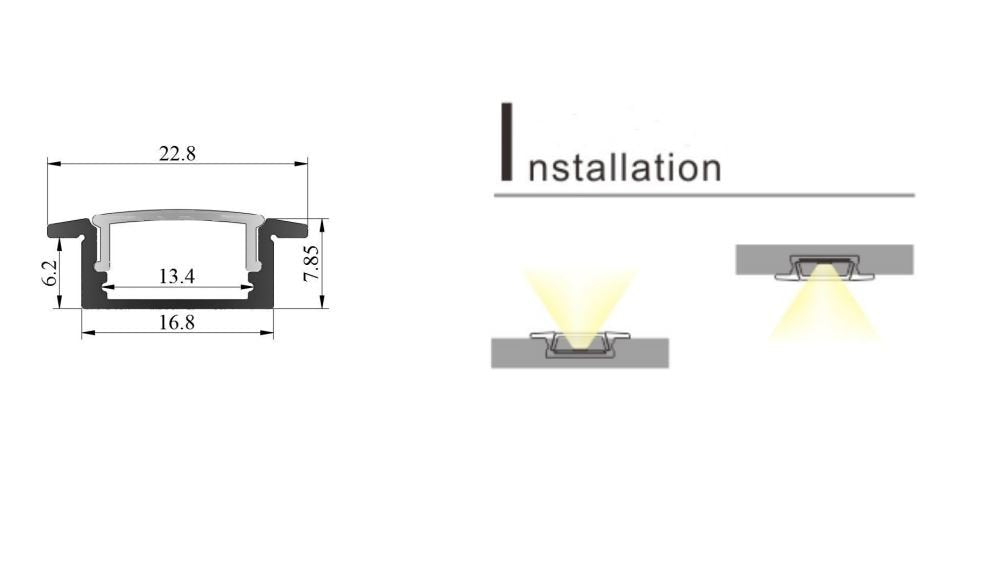 SW-A1708-3M Recessed LED Channel 17x8
