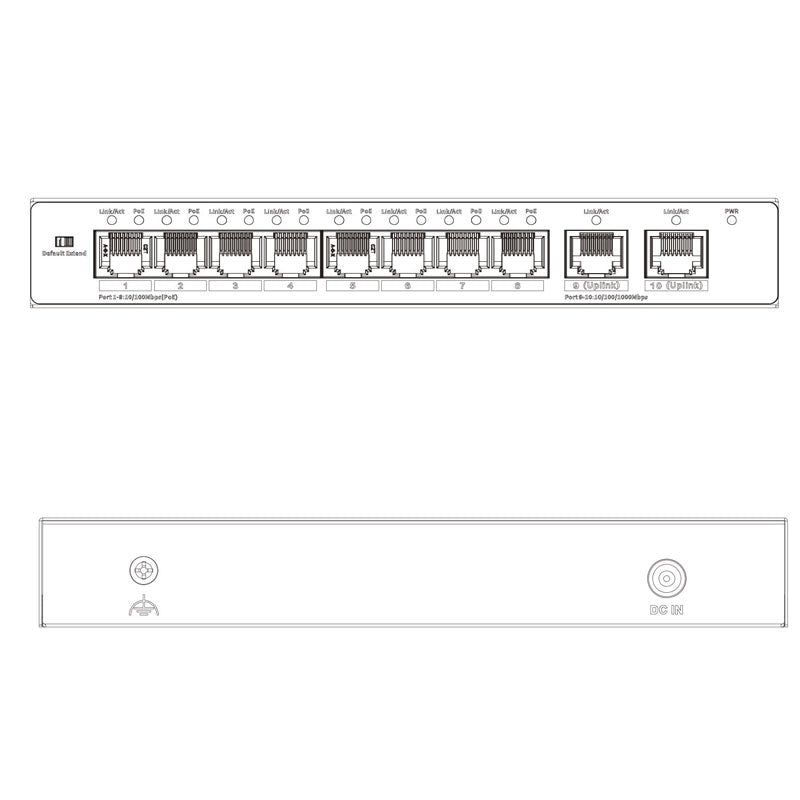 VIP Vision Unmanaged 8-Port (100M) PoE Switch with 2-Port Uplink (1000M)