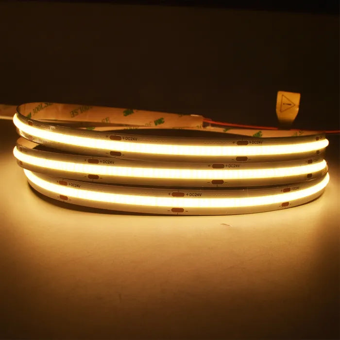 10w COB Long Run LED Strip Light - 24v - IP20 - 50m Reel - 3000K