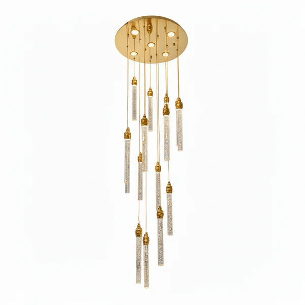 LENA 15 Stick Crystal Chandelier Tri-Colour LED (Gold)