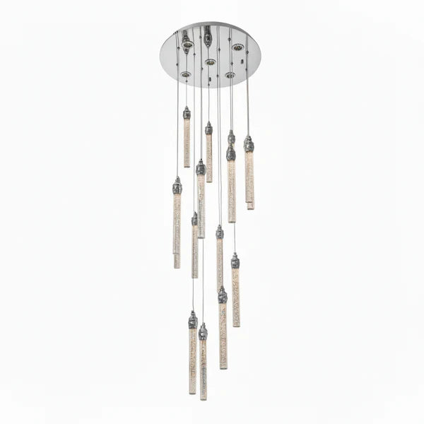 LENA 15 Stick Crystal Chandelier Tri-Colour LED (Chrome)