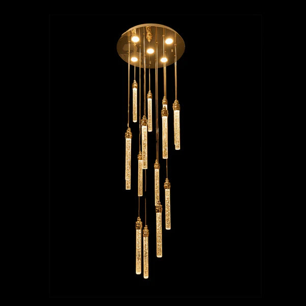 LENA 15 Stick Crystal Chandelier Tri-Colour LED (Gold)
